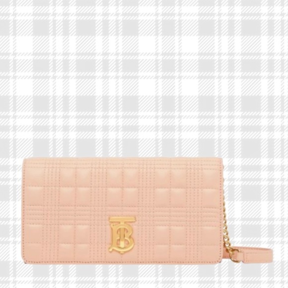 Burberry Handbags - BURBERRY - Lola Quilted Leather Wallet on a Strap-Peach Pink